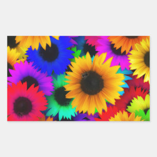 Sticker Rectangulaire Tournesols au néon