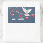 Sticker Rectangulaire Tourterelle blanche dans les flocons de neige (Sac)