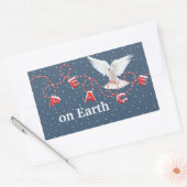 Sticker Rectangulaire Tourterelle blanche dans les flocons de neige (Enveloppe)