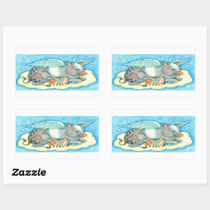 STICKER RECTANGULAIRE TOUS LES BONS PIGLETS VONT AU CIEL, LES BONS PIG A