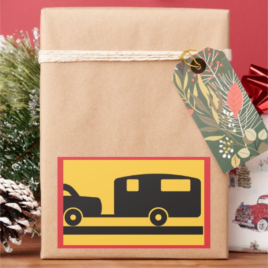 Sticker Rectangulaire Towing A Caravan (vacances)