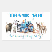 Sticker Rectangulaire Tracteur Anniversaire Merci d'animaux de ferme (Devant)