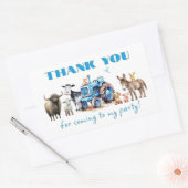 Sticker Rectangulaire Tracteur Anniversaire Merci d'animaux de ferme (Enveloppe)