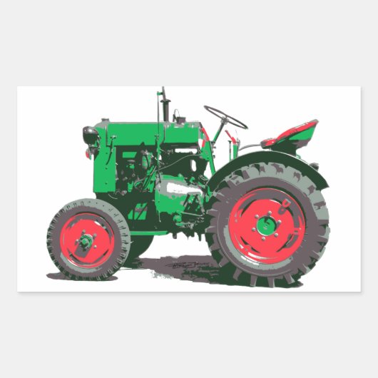 STICKER RECTANGULAIRE TRACTEUR ANTIQUE (Devant)
