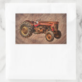 Sticker Rectangulaire Tracteur rouge antique (Sac)
