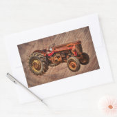 Sticker Rectangulaire Tracteur rouge antique (Enveloppe)