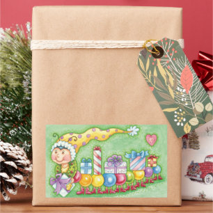 Sticker Rectangulaire Train à chenille de Noël avec présentoirs