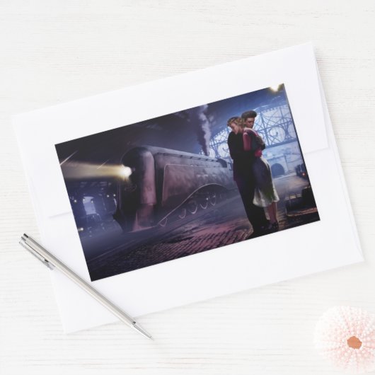 Sticker Rectangulaire Train bleu (Enveloppe)