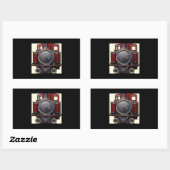 Sticker Rectangulaire Train Bleu Et Rouge (Feuille)