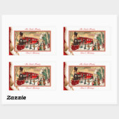 Sticker Rectangulaire Train de Noël rouge vintage (Feuille)