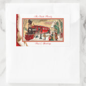 Sticker Rectangulaire Train de Noël rouge vintage (Sac)