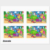 Sticker Rectangulaire train et voiture (Feuille)