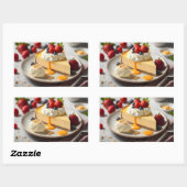 Sticker Rectangulaire Tranche de gâteau au fromage avec crème fouettée e (Feuille)