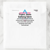 Sticker Rectangulaire Trans Jews Belong Everywhere (Sac)
