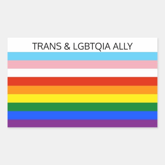 STICKER RECTANGULAIRE TRANS & LGBTQIA ALLY (Devant)