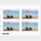 STICKER RECTANGULAIRE TRANSATS SOUS UN PARAPLUIE À MONTEGO BAY (Feuille)
