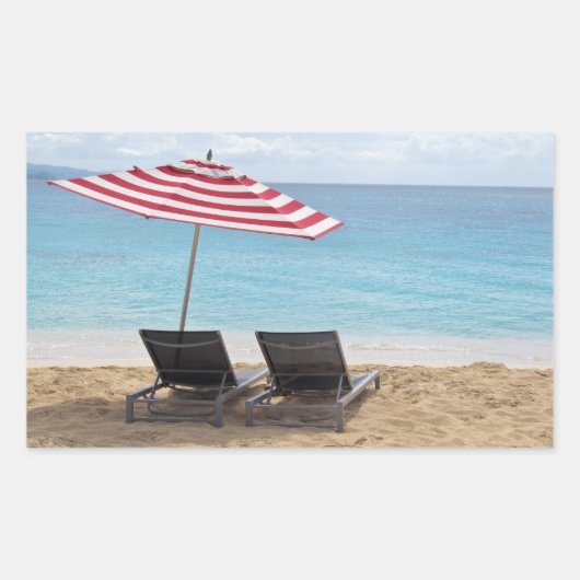 STICKER RECTANGULAIRE TRANSATS SOUS UN PARAPLUIE À MONTEGO BAY (Devant)