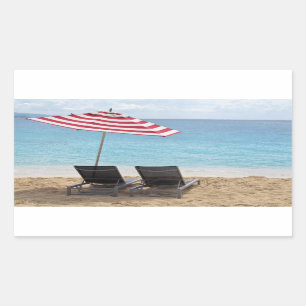 STICKER RECTANGULAIRE TRANSATS SOUS UN PARAPLUIE À MONTEGO BAY