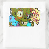 Sticker Rectangulaire Travaillera pour les cerveaux (Sac)