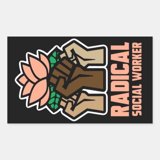 Sticker Rectangulaire Travailleur social radical (Devant)