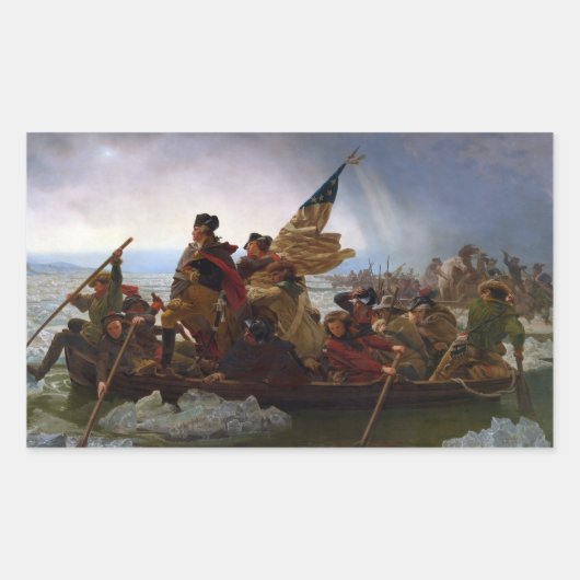 Sticker Rectangulaire Traversant le fleuve Delaware, George Washington (Devant)