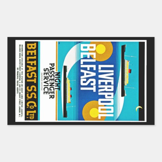 Sticker Rectangulaire Traversier Liverpool - Belfast (Devant)