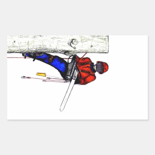 Sticker Rectangulaire Tree Surgeon Arborist at work present Chainsaw (Devant)