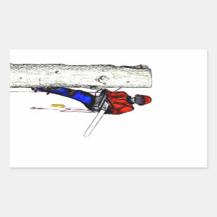 Sticker Rectangulaire Tree Surgeon Arborist at work present Chainsaw