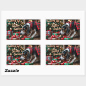 Sticker Rectangulaire Treeing Walker Coonhound Festive Noël (Feuille)