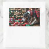 Sticker Rectangulaire Treeing Walker Coonhound Festive Noël (Sac)