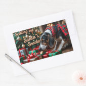 Sticker Rectangulaire Treeing Walker Coonhound Festive Noël (Enveloppe)