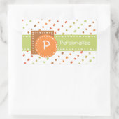 Sticker Rectangulaire Trendy Monogram Dotted Stripes With (Sac)