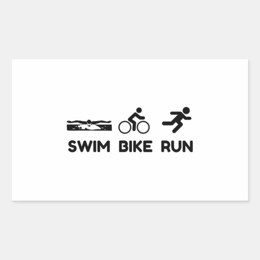 Sticker Rectangulaire Triathlon Swim Bike Run (Devant)