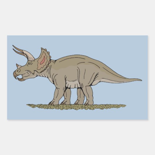 Sticker Rectangulaire Tricératops de Dinosaure Crétacé (Devant)