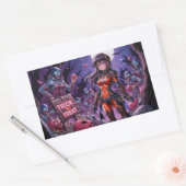Sticker Rectangulaire Trick or Treat Halloween Zombies Distribuant des C (Enveloppe)