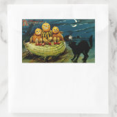 Sticker Rectangulaire Trio Citrouille Halloween Jack-o-Lantern (Sac)
