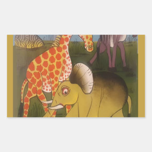 Sticker Rectangulaire Trio d'art africain