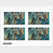 Sticker Rectangulaire Trio des chevaux (Feuille)