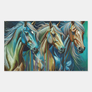 Sticker Rectangulaire Trio des chevaux