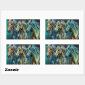 Sticker Rectangulaire Trio des chevaux (Feuille)