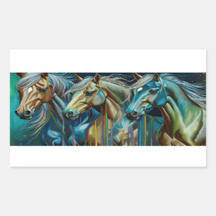 Sticker Rectangulaire Trio des chevaux