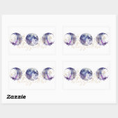 Sticker Rectangulaire Triple lune violet et or (Feuille)