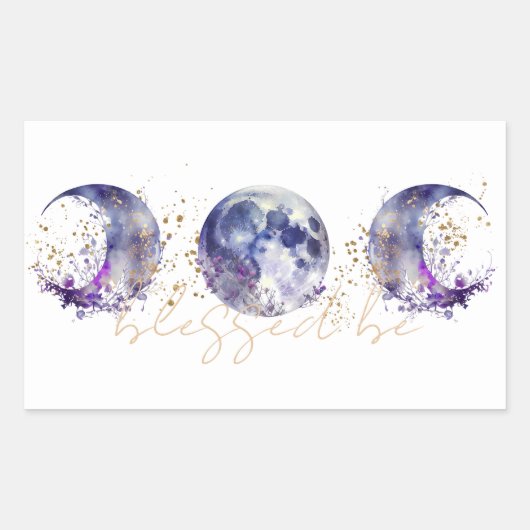 Sticker Rectangulaire Triple lune violet et or (Devant)