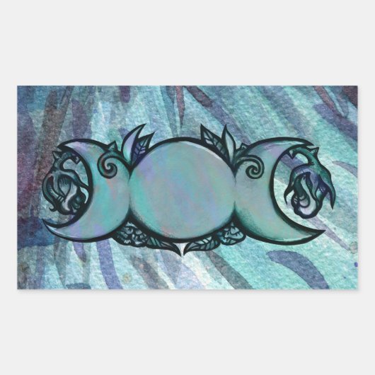 Sticker Rectangulaire Triple Moon Goddess Gaia Art Sorcière verte (Devant)