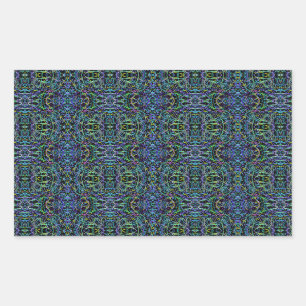 Sticker Rectangulaire Trippy Blue Green Quilt géométrique