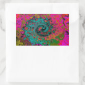Sticker Rectangulaire Trippy Turquoise Abstrait Retro Liquid Swirl (Sac)