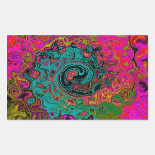 Sticker Rectangulaire Trippy Turquoise Abstrait Retro Liquid Swirl (Devant)