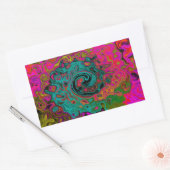 Sticker Rectangulaire Trippy Turquoise Abstrait Retro Liquid Swirl (Enveloppe)