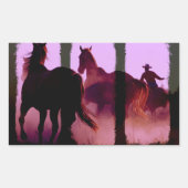Sticker Rectangulaire Triptyque de l'équitation sauvage (Devant)