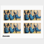 Sticker Rectangulaire TROIS ANGELS À Noël BLEU (Feuille)